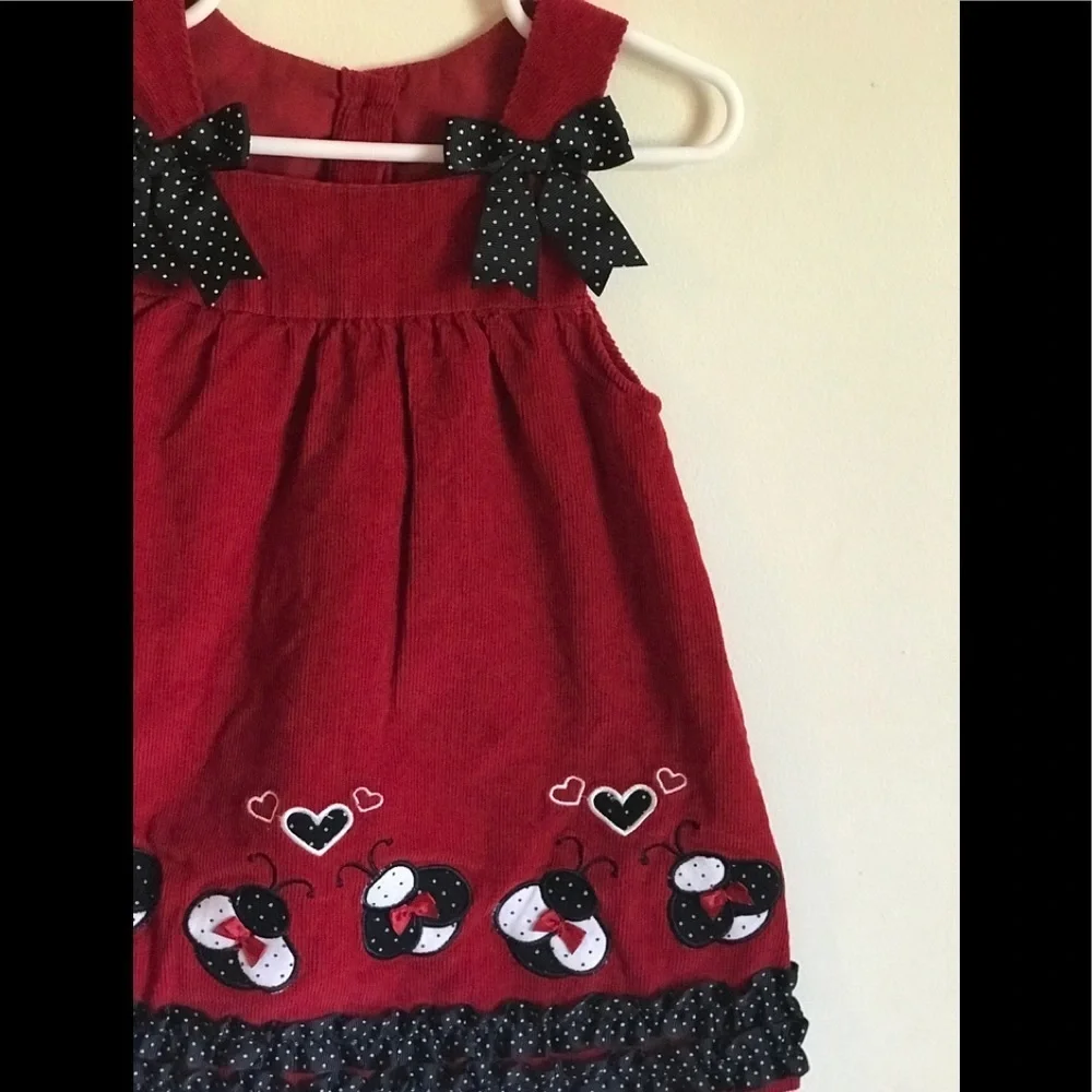 Rare 80’s Vintage Ladybug Appliqué Toddler Dress